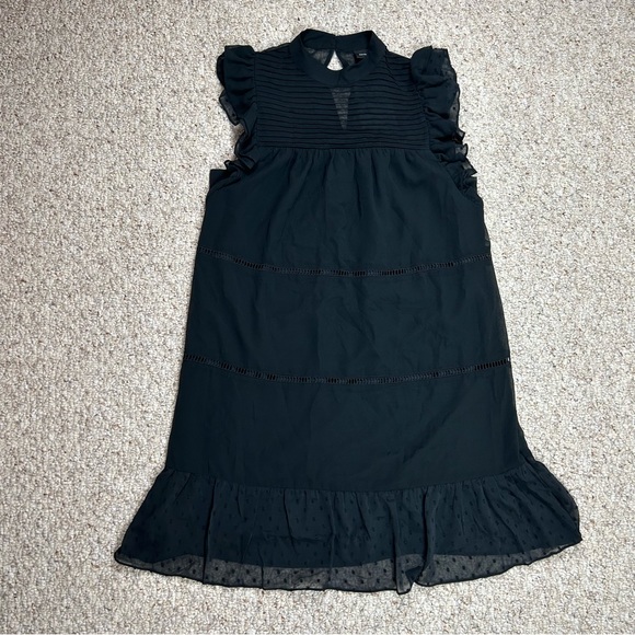 Who What Wear Dresses & Skirts - Who What Wear NWT Black Tiered Ruffle Dress Womens Medium Sleeveless Short Sheer